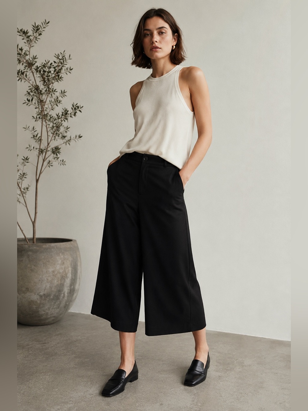 Part Two Zaliana Culotte Pants | Wide Leg Cropped Trousers | UK 10